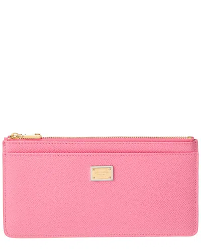 Dolce & Gabbana Dauphine Leather Card Case In Pink