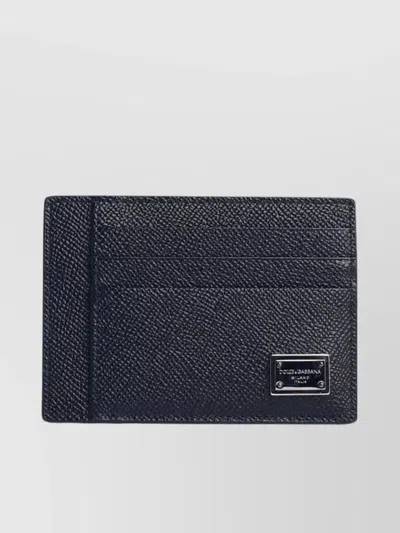 Dolce & Gabbana 'dauphine' Leather Card Holder In Gray