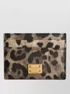 Dolce & Gabbana Dauphine Leather Card Holder With Plate Accessories In Animal Print