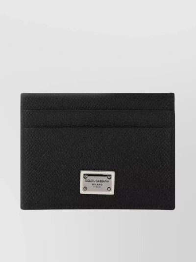 Dolce & Gabbana Logo-plaque Leather Cardholder In Black