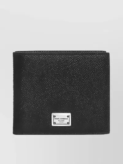 Dolce & Gabbana Dauphine Leather Folded Wallet In Black