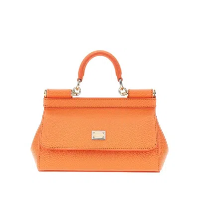 Dolce & Gabbana Dauphine Leather Mini 'sicily' Bag In Orange