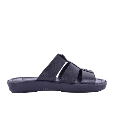 Pre-owned Dolce & Gabbana Dauphine Leather Sandals Mediterraneo With Logo Black 05220