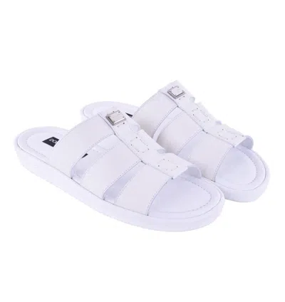 Pre-owned Dolce & Gabbana Dauphine Leather Slide Sandals Shoes Mediterraneo White 05219
