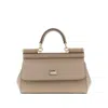 Dolce & Gabbana Leather Top Handle Bag In Nude