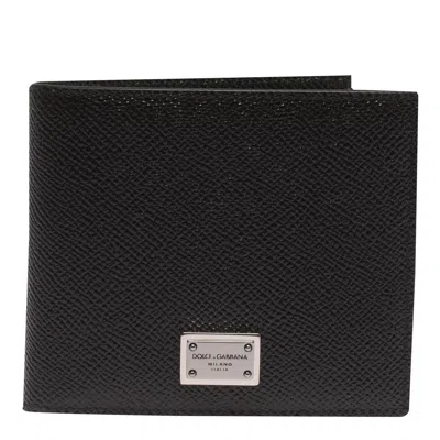 Dolce & Gabbana Bi-fold Wallet With Logo Plaque In Black