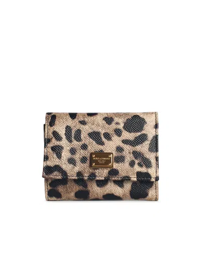 DOLCE & GABBANA DOLCE & GABBANA 'DAUPHINE' LEOPARD LEATHER PORTAFOLGIO WOMEN