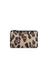 Dolce & Gabbana 'dauphine' Leopard Print Leather Card Holder In Gray
