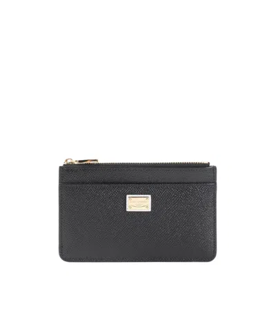 Dolce & Gabbana Dolce  Gabbana Dauphine Logo Plaque Card Holder In Gray