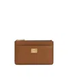 Dolce & Gabbana Dauphine Logo-plaque Zip-around Card Holder In Brown