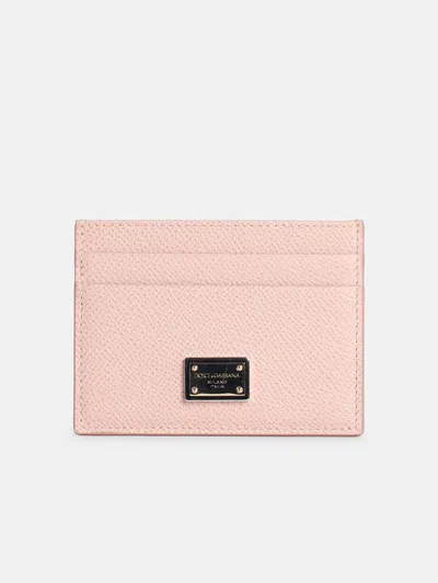 Dolce & Gabbana 'dauphine' Pink Calf Leather Card Holder