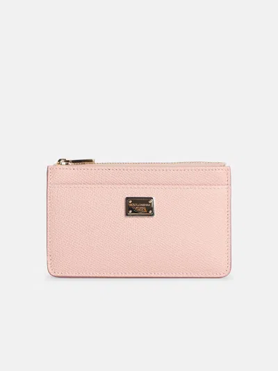 Dolce & Gabbana 'dauphine' Pink Calf Leather Card Holder