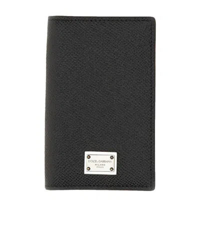 Dolce & Gabbana Dauphine-print Bi-fold Card Holder In Black