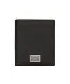 Dolce & Gabbana Black Calf Leather Logo Plaque Trifold Keyring Key Holder In Black