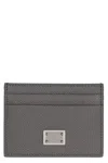 Dolce & Gabbana Dauphine Print Leather Card Holder In Gray