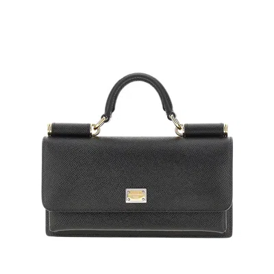 Dolce & Gabbana Dauphine Print Leather Mini Bag In Black