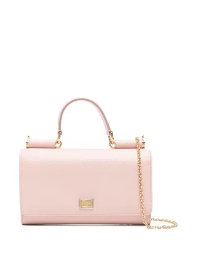 Dolce & Gabbana Dauphine Top-handle Chain Wallet In Pink