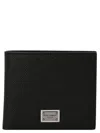 Dolce & Gabbana Black Bi-fold Wallet With Logo Plaque On The Front In Grained Leather Man