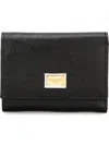 Dolce & Gabbana Black Leather Bifold Wallet With Logo Plate In Black