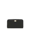Dolce & Gabbana Zip-around Grained Leather Wallet In Black