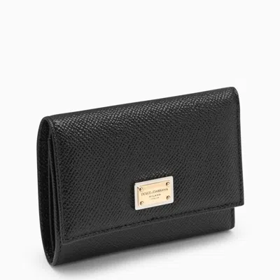 Dolce & Gabbana Dauphine-print Leather Wallet In Black