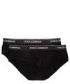 Dolce & Gabbana Set Of Two Cotton Briefs With Logoed Elastic Band In Black