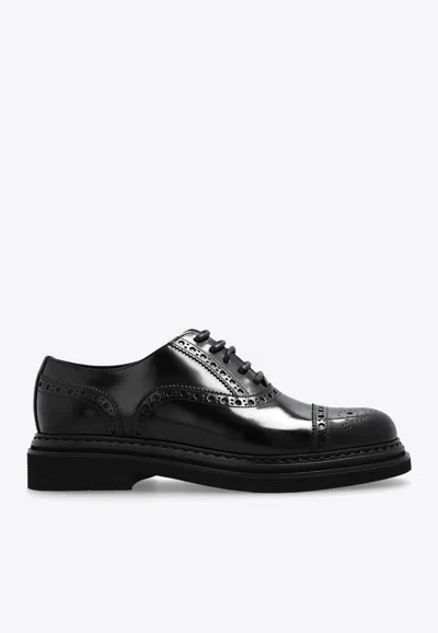 DOLCE & GABBANA DAY CLASSIC BRUSHED LEATHER BROGUE SHOES