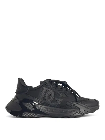 DOLCE & GABBANA DAYMASTER BLACK LEATHER BLEND SNEAKERS