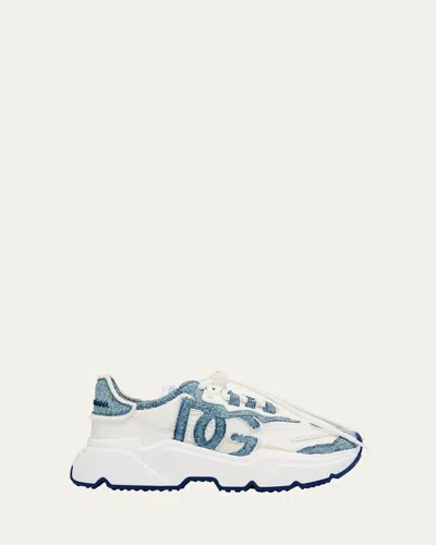 DOLCE & GABBANA DAYMASTER DG LOGO DENIM RUNNER SNEAKERS