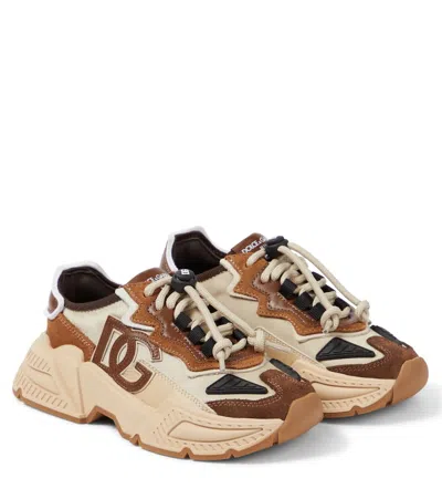 Dolce & Gabbana Kids' Daymaster Panelled Sneakers In Brown