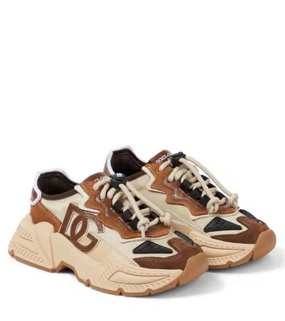 Dolce & Gabbana Kids' Daymaster Panelled Sneakers In Beige