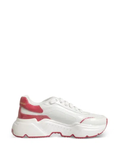 Dolce & Gabbana White Pink Daymaster Low Top Sneakers Shoes