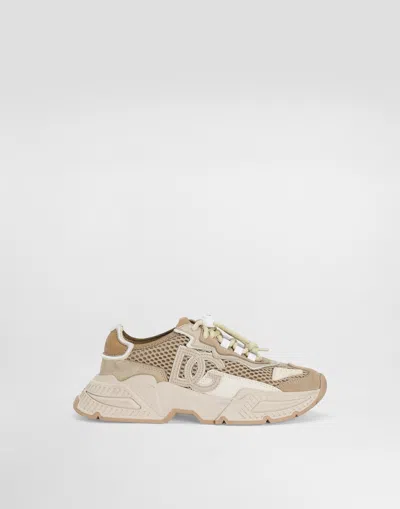 Dolce & Gabbana Kids' Daymaster Mesh, Split Calfskin And Down Sneakers In Multi
