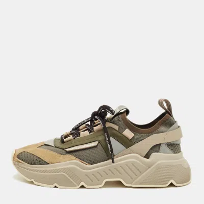 Pre-owned Dolce & Gabbana Daymaster Multicolor Knit Fabric And Suede Sneakers Size 41