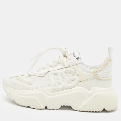 Pre-owned Dolce & Gabbana Daymaster Size 35 White Leather And Nylon Low Top Sneakers