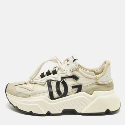 Pre-owned Dolce & Gabbana Daymaster Size 39 White Nylon And Suede Low Top Sneakers