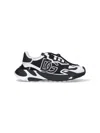 Dolce & Gabbana Panelled Leather Sneakers With Iconic Logo Patch In Black