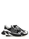 Dolce & Gabbana Panelled Leather Sneakers With Iconic Logo Patch In Black