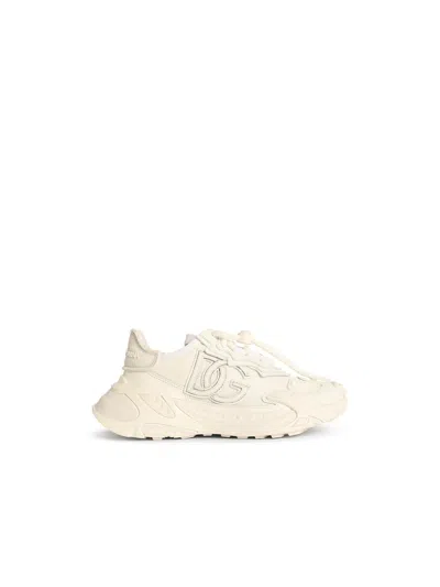 DOLCE & GABBANA DOLCE & GABBANA 'DAYMASTER' WHITE LEATHER BLEND SNEAKERS WOMEN