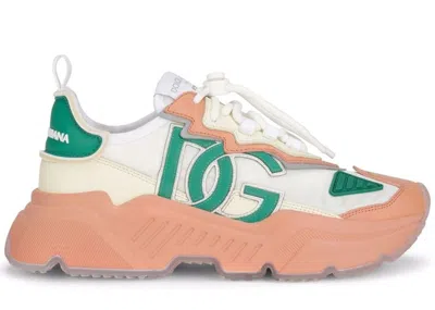Pre-owned Dolce & Gabbana Daymaster (women's) Sneakers In White/salmon/teal In Multi