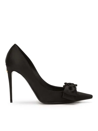 Dolce & Gabbana Bow Detailed Satin Pumps In Black