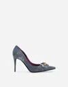Dolce & Gabbana Crystal-embellished Denim Pumps In Blue
