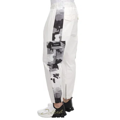Pre-owned Dolce & Gabbana Ddg Logo Camouflage Cotton Pocket Trousers Pants White Gray