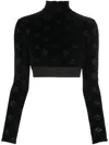 Dolce & Gabbana Debossed-logo Pattern Cropped Top In Black