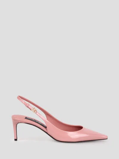 Dolce & Gabbana Mun 90 Polished Leather Slingback Pumps In Pink