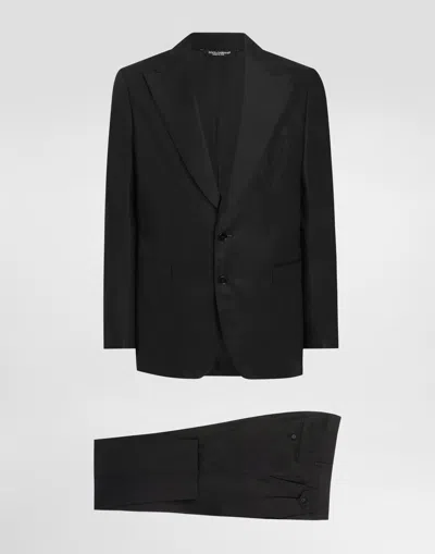 Dolce & Gabbana Deconstructed Single-breasted Silk Suit In Black