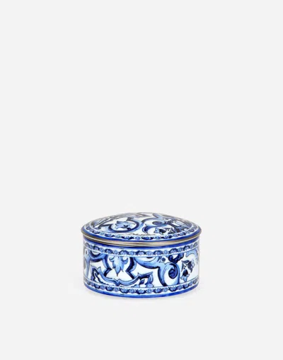 Dolce & Gabbana Decorated Porcelain Box In Blue