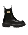 Dolce & Gabbana Calfskin Ankle Boots With Branded Strap In Black