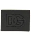 Dolce & Gabbana Small Zip-around Wallet In Calfskin With Raised Logo In Black