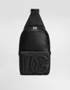Dolce & Gabbana Deer Leather Shoulder Backpack In Black